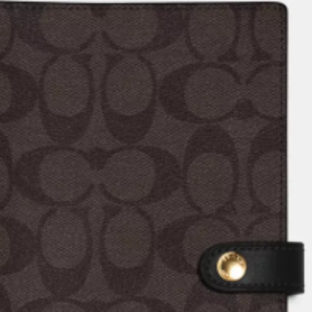 Coach Gold/Walnut/Black Notebook In Signature Canvas - Picture 4 of 5